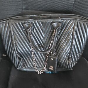Steve Madden Black Quilted Tote Bag